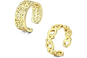 WillTen 2-4Pcs Gold Silver Toe Ring Stainless Steel Adjustable Bend Open Toe Ring, Flower Arrow Leaf Plain Thin CZ Toe Finger Tail Ring Summer Beach Foot Jewelry Set for Women Men