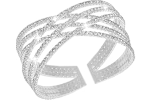 Suyi Rhinestone Bracelet for Women Silver Multilayer Cuff Bracelet Craystal Braidal Bracelets