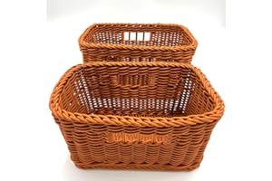 通用 Aufbewahrungskorb, Geflochten Dekokorb Obstkorb Osterkörbchen Aufbewahrungskörbe Picknickkorb Brotkörbchen aus Kunststofffaser Geflochtener Korb für Accessoires Schminke, Blumen, Obst (Gelb)