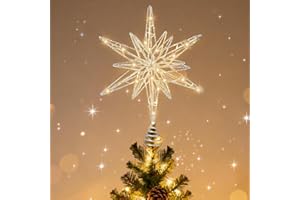 ‎NEXORIA LED Weihnachtsbaumspitze Stern, 30CM Christbaumspitze Stern mit LED Licht Weihnachtsdeko Tannenbaum Spitze Glitzern Weihnachtsbaumspitze Beleuchtet Weihnachtsstern Baumspitze für Weihnachten Deko (C)