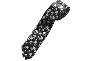 DANGEROUSFX Black Tie with White Scary Skulls