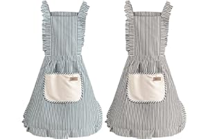 Hwtcjx 2 Piezas Delantal Antiincrustante y Ajustable, Delantal de Cocina, Mandiles con Bolsillos para Cocinar y Hornear para Mujeres, Hombre y Pareja (Floral)