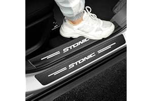 RIDGOEL 4Pcs Car Door Sill Protector Threshold Scuff Plate for Kia Stonic, Carbon Fiber Car Kick Plates Sticker Automobile Welcome Pedal Decorative Strips