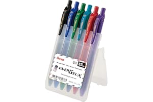 Pentel Energel X BL107, Roller żelowy termokurczliwy tusz 0,7 mm, woreczek na sztalugi 6, czarny, czerwony, niebieski, zielony, jasnoniebieski, fioletowy