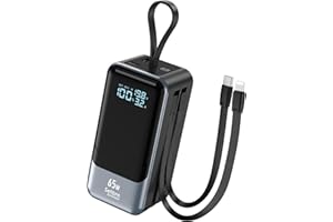 Selore&S-Global Power Bank, 65 W Powerbank USB C, External Mobile Phone Batteries, Quick Charge Function with Cable, Battery Pack 4 Ports for Laptop, MacBook Pro, Surface Go, iPad, iPhone 16, 15, 14