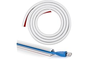 TOPCZY 2m Goulotte de Câble Semi-Circulaire Pouvant Être Peinte, Gaine de Câble Autocollante Ignifuge à Ouverture Latérale, Mini Cache Cable Flexible Découpable pour Sol Bureau Appartement