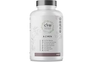CYB COMPLETE YOUR BODY CYB | A-Z Multivitaminico per Uomo - 365 Compresse 1 Anno di Fornitura 1 al Giorno - Contiene Vitamina D Vitamina C Magnesio Vitamina B12 e Ferro - Integratore Quotidiano senza Zucchero né Glutine OGM
