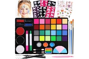 ‎JANOLIA Janolia Gesichtsfarbe Kinderschminke Set, 27 Bodypainting Farben für Theaterschminke Karnevalsschminke, Wasserbasis Faschingsschminke Face Paint, Ideal Kinderschminken Set für Halloween Karneval