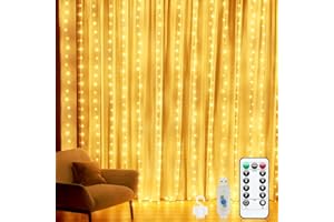 BUUDALA Guirlande Lumineuse 3m×3m USB Rideau Lumineux Noel Intérieur, 300 LED Avec 8 Modes De Télécommande, Fonction Minuterie Luminosité Réglable, Guirlande LED Decoration de Noël, Mariage-Blanc Chaud