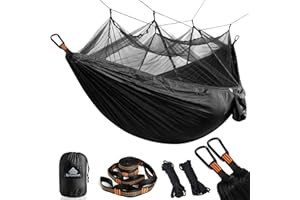 NATUREFUN Ultraleichte Moskito Netz Camping Hängematte 300kg Tragfähigkeit,(275 x 140 cm) Atmungsaktiv, schnell trocknende Fallschirm Nylon Enthalten 2 x Premium Karabinerhaken 4 x Nylonschlingen