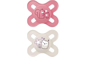MAM Chupete, Recién Nacido, 0-2 Meses, con Tetina Simétrica, Plana y Flexible de Silicona Skin Soft Silicone de Fácil Aceptación, con Caja Autoesterilizadora, Original, Rosa Mate, Pack de 2uds, Día