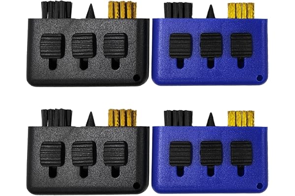 MEMOFYND Lot de 4 brosses de nettoyage 3 en 1 pour clubs de golf, outils de nettoyage pour clubs de golf, bleu et noir