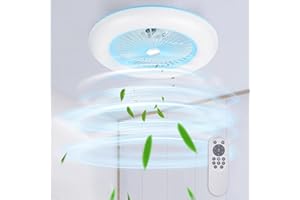 Lixada Ventilatore a soffitto con illuminazione Luce a LED con telecomando Senza batteria 36W Moderna lampada da soffitto a LED per camera da letto, soggiorno, sala da pranzo (Blu)