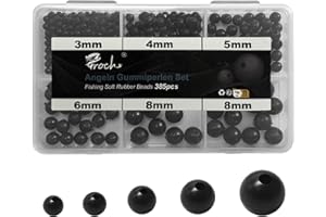 Croch Fishing Beads Set - Soft Plastic Round Rubber Eggs Rig Beads Tackle Lures with Storage Box (A: 3-8mm 385pcs)