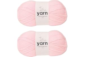 KORBOND Baby Pink Yarn - 2 x 100g Acrylic, Soft, Lightweight, Hypoallergenic & Durable Yarn (200g/580m Total)
