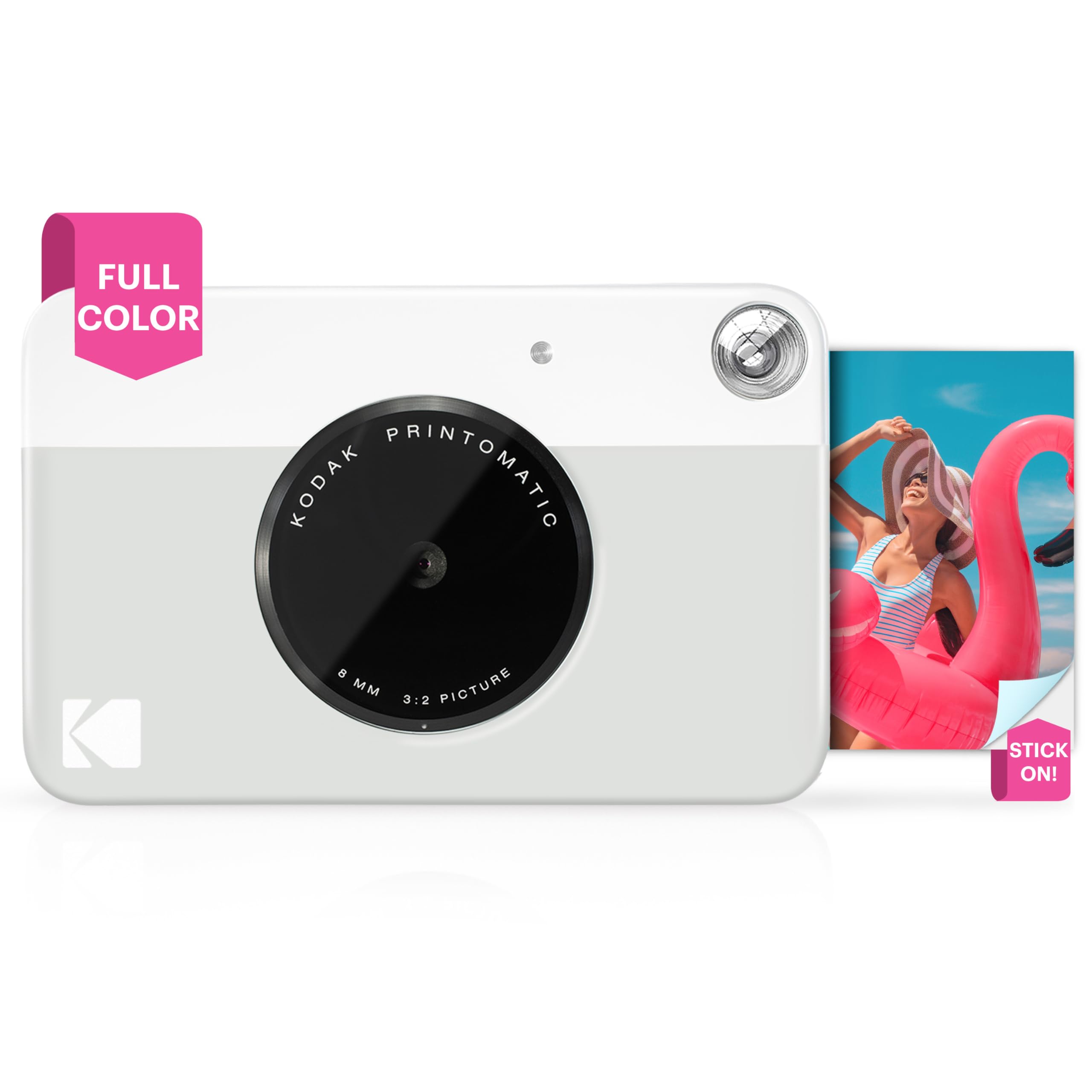 Kodak PRINTOMATIC Digital Instant Print Camera (Grey), Full Color Prints On Zink 2x3 Sticky-Backed Photo Paper - Print Memori