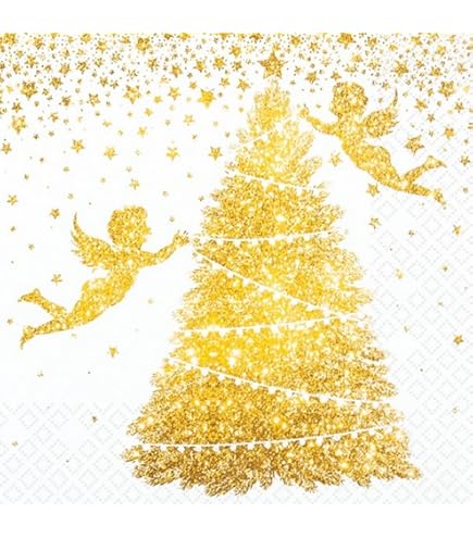 20 Serviettes Flocons De Neige Beiges 25 X 25 Cm