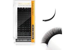 NAGARAKU Pestañas Elípticas Planas con Punta Doble Rizada Estables Pelo a Pelo Pestañas Postizas Profesionales Naturales Lash Individuales Divididas Punta Volumen Negro Mate 16 Filas (0.15 C 8-15mm)