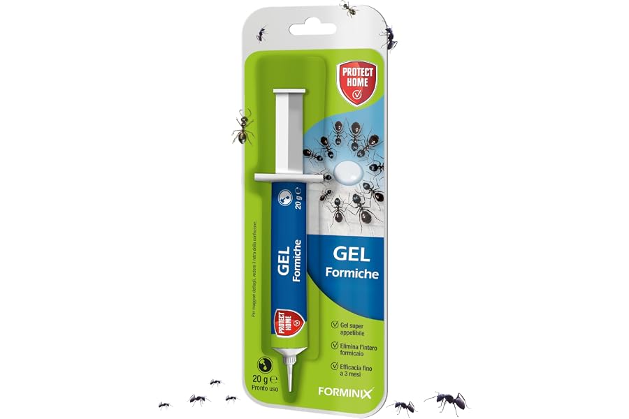 Protect Home Forminix gel. Insetticida per formiche pronto uso. Efficace, elimina il nido in breve tempo. Per interni ed este