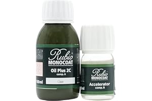 Rubio Monocoat Wood Oil 5 m² - Oil Plus 2C - Fast-Drying Ecological Wood Preserver for Indoor Use, Linseed Oil for Wood Treatment, Including Accelerator (Part B) - Oak, 130 ml