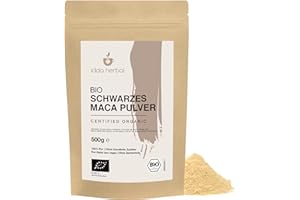 ‎IDDA HERBAL IDDA Herbal Maca Pulver schwarz aus Peru BIO 500g, schwarze Macawurzel gemahlen, bio Maca Pulver