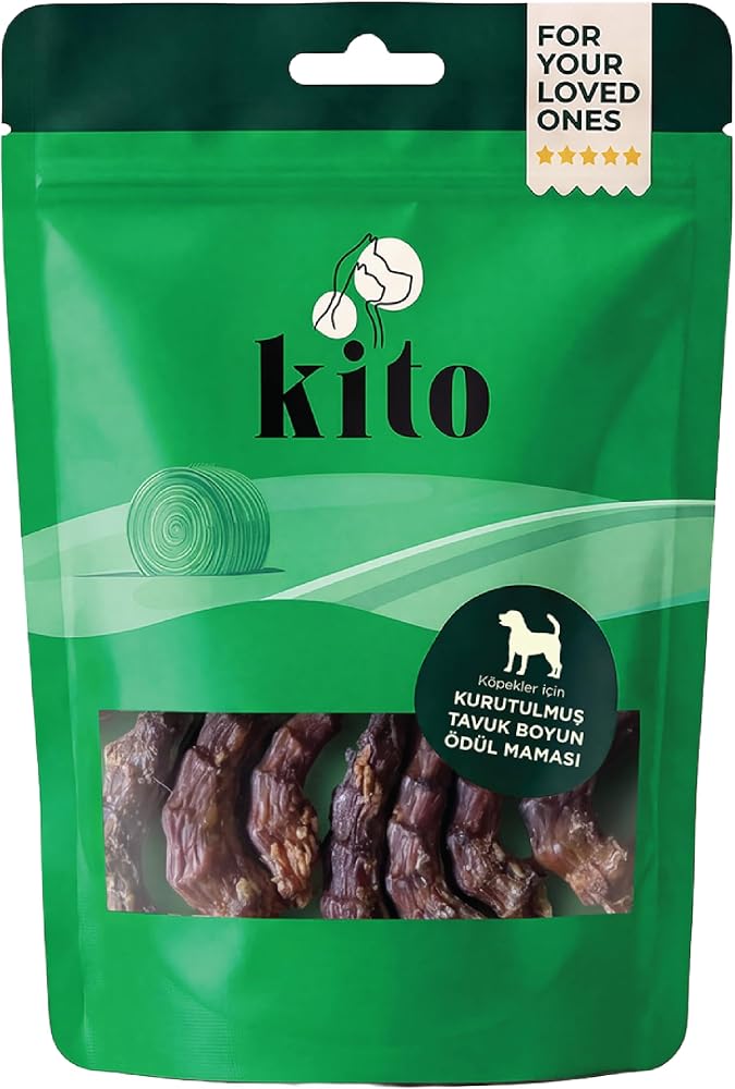 Kito Tavuk Boyun Çiğnemelik Köpek Ödül Maması%100 Doğal, Glutensiz, Organik 100 gr (Dog Treat)