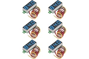GTIWUNG 6 stycken mini digital voltmeter, DC 0,28 tums tretråds spänningsprovare, DC 0–100 V mini digital voltmeter mätanordn
