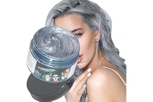 RUIBAVYA Cire Colorante Temporaire Cheveux Naturel Cire Colorante Cheveux CrèMe De Coiffure Temporaire Pour Les FêTes, Les Jeux De RôLe, Halloween Diy Cire Cheveux（gris argenté)