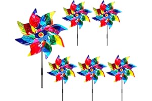 LUKDUNG Pack of 6 Wind Turbines, Bird Repellent, Reflective Windmill, Orchard, Bird Scarer, Windmill Balcony, Decoration, Garden, Protect Yard, Balcony
