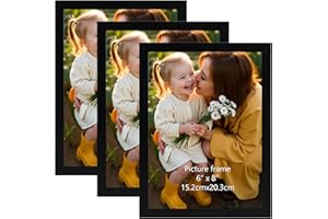 Hoikwo Lot de 3 Cadre Photo 15x20 cm Noir- Cadre 15x20 en PVC, Suspension Murale & Pose sur Table - Idéal pour Salon, Chambre, Bureau