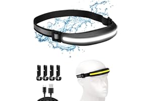 ‎NALEZUNS Nalezuns LED Stirnlampe, Wiederaufladbar, 230° Ultra Weitwinkel, IPX4 Wasserdicht, 4 Lichtmodi Stirnleuchte Scheinwerfer, Headlight für Joggen, Campen, Wandern & Outdoor