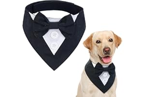 Kuoser Formal Dog Tuxedo with Bow Tie & Adjustable Collar - Wedding, Birthday & Party Costume for Small to Large Pets