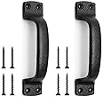 Livfodrm Black Door Pulls, Cast Iron Handles for Garden Shed, Sliding Door Handles for Wooden Gates and Cabinet