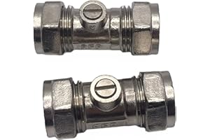GENERIC Aretro Chrome 15mm Compression Isolating Ball Valve 1/4 Turn Operation 1 Pack of 2