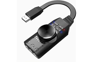 MEIRIYFA Carte son USB externe virtuel 7.1 Surround Sound USB 2.0 Adaptateur avec contrôle du volume pour ordinateur de bureau et portable