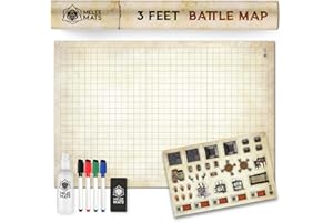 Melee Mats DND Map Starter Kit for Dungeons & Dragons Game - 24” x 36", Wet/Dry Erase Battle Terrain Grid - Ultimate Tabletop Gaming Experience with Accessories