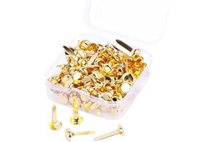 Nuyoah Musterbeutelklammern Gold Musterklammern Mini Brads Runde 100Stk Rundkopfklammern Metall Flügelklammern Klein 8x18mm für Schule Büro Papier Briefklammern Basteln Handwerk DIY
