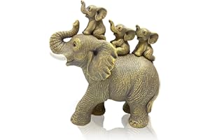 AENEY Elephant Family Ornaments, Animal Resin Sculpture Home Statue Décor Bookshelf Bedroom Animal Figurines Gifts for Bookshelf Bedroom Living Room (Yellow)