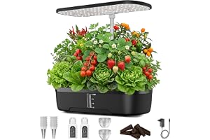 Sweylomi 12 hylsor hydroponiskt odlingssystem-set, inomhusträdgårdsset med full spektrum LED-tillväxtlampa, tyst vattenpump