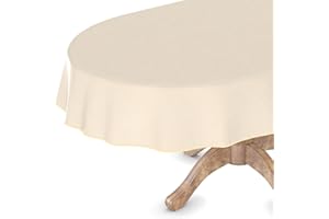 ‎ANRO Wachstuchtischdecke Wachstischdecke Tischdecke abwaschbar Gartentischdecke Wachstuch Eckig rund oval Oval 140 x 200cm mit Saum Falschuni Beige