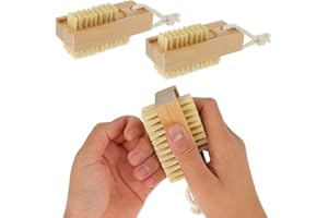 Amaxiu 2 Stück Nagelbürste Holz, zum Reinigen von Fingernägeln, doppelseitige Nagelbürste handbürste mit Hängendem Seil Nagelreinigungsbürste Fingernagelbürste Maniküre Pediküre Bürste