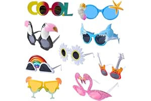 Runup 9 paires de Lunette Drole, Lunettes de Soleil Drôles, Lunettes de Soleil de Fête pour un usage récréatif, Hawaii Accessoires de Fête, Nouveauté Luau Lunettes de Fête pour Enfants et Adultes
