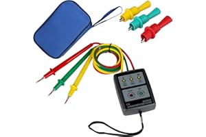 NIZIRIOO Probador de secuencia de fases Probador de campo giratorio Pantalla digital de fases: Probador de rotación de presencia de secuencia de 3 fases con pinzas de cocodrilo y probador de sonido AC60V~600V