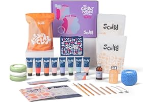 Sculpd Kit per realizzare candele in ceramica con argilla asciutta all'aria e vernice acrilica, kit per principianti per principianti con cera di soia ecologica atossica, olio profumato, vernice per