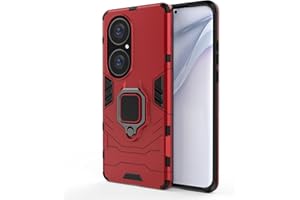 TingYR Funda para Huawei P50 Pro, Soporte Giratorio de Anillo de 360 Grados, Cubierta de teléfono a Prueba de Golpes de TPU/PC, Carcasa para Huawei P50 Pro.(Rojo)