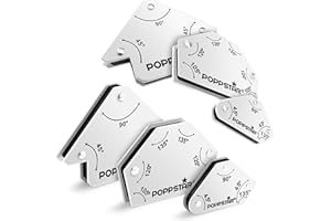 Poppstar magnes spawalniczy (siła przyczepności kąta spawalniczego 2x 4 kg - 45/90/135°, 2x 11,3 kg - 30/45/60/75/90/135°, 2x 11,3 kg - 45/90/135°), zestaw 6 sztuk, białe