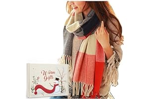 Chalier Fashion Bufanda Invierno Mujer Embalaje en Caja de Regalo Bufanda a Cuadros Manta de Gran Tamaño Chal Cachemira Cálido para Mujer Regalo Secreto Navidad