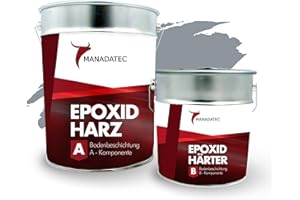 MANADATEC 2k Epoxidharz Bodenbeschichtung 2,5kg I RAL 7001 Silbergrau I Lösemittelfrei, Umweltfreundlich & Geruchsneutral I Beschichtung für Garagen- & Kellerböden I Hohe Schlagfestigkeit