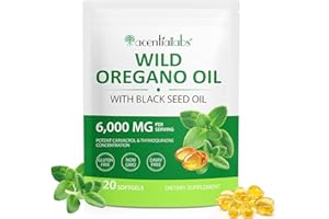 SEELIMGOO Oregano Oil Softgels - 2 in 1 6000mg Oil of Oregano with Black SeedOil 200mg - 165mg Carvacrol -Natural High Potency Immune & Digestive Support,120 Capsules,Cold-Pressed