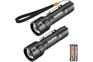 EverBrite Torcia LED 2 Pezzi, Torcia Zoomable 150 Lumen, 3 Modalità, Ideale per il Campeggio e L'escursionismo All'aperto, Regalo Perfetto per Gli Uomini, Include 2 x AA Batterie